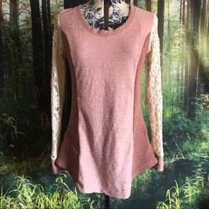 Pastel Pink And Lace Tunic-Style Top